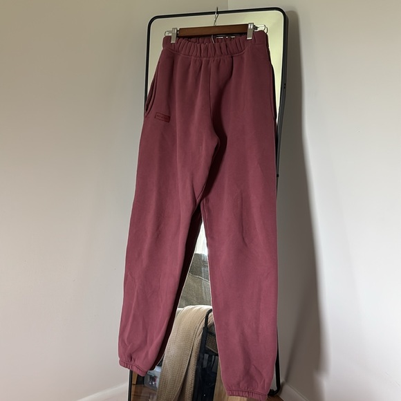 SET ACTIVE WOMENS MAROON SWEATPANTS JOGGERS SIZE MEDIUM 100% COTTON LOUNGE COZY - Picture 2 of 5